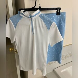 3 piece golf set: top, shorts, and skort